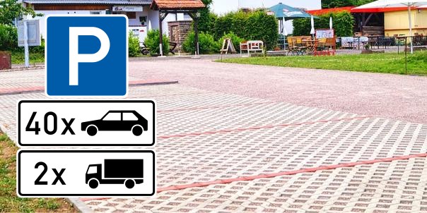 Parkplatz am Landgasthof Fürstenhof in Erfurt. LKW Parkplatz und 40 Gästeparkplätze